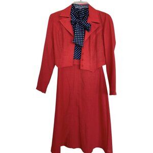 Wynkoop Petites By Penny Young Dress Womens Size 6‎ Red Blue Polkadot